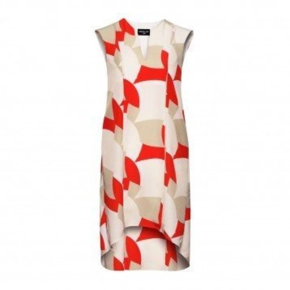 H&M NWT Shift Geometric Dress Orange/White Sz 14
